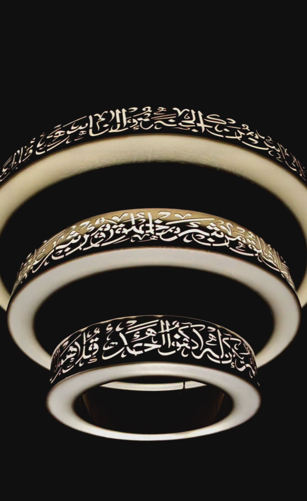 Illuminate with Faith: 3 Qul LED Ring Chandelier.