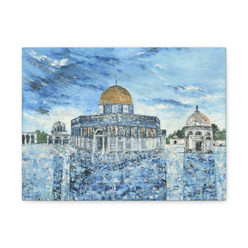 Dome of the Rock in Blue, Palestine, Quality Canvas Wall Art Print, Ready to Hang Wall Art Home Decor