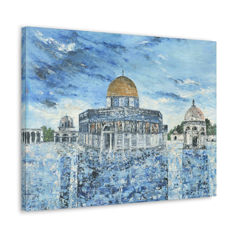 Dome of the Rock in Blue, Palestine, Quality Canvas Wall Art Print, Ready to Hang Wall Art Home Decor