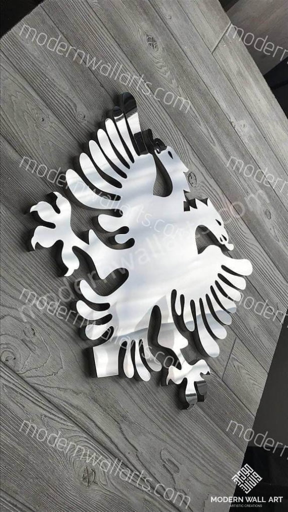 Albanian Eagle logo in stainless steel - Modern Wall Art
