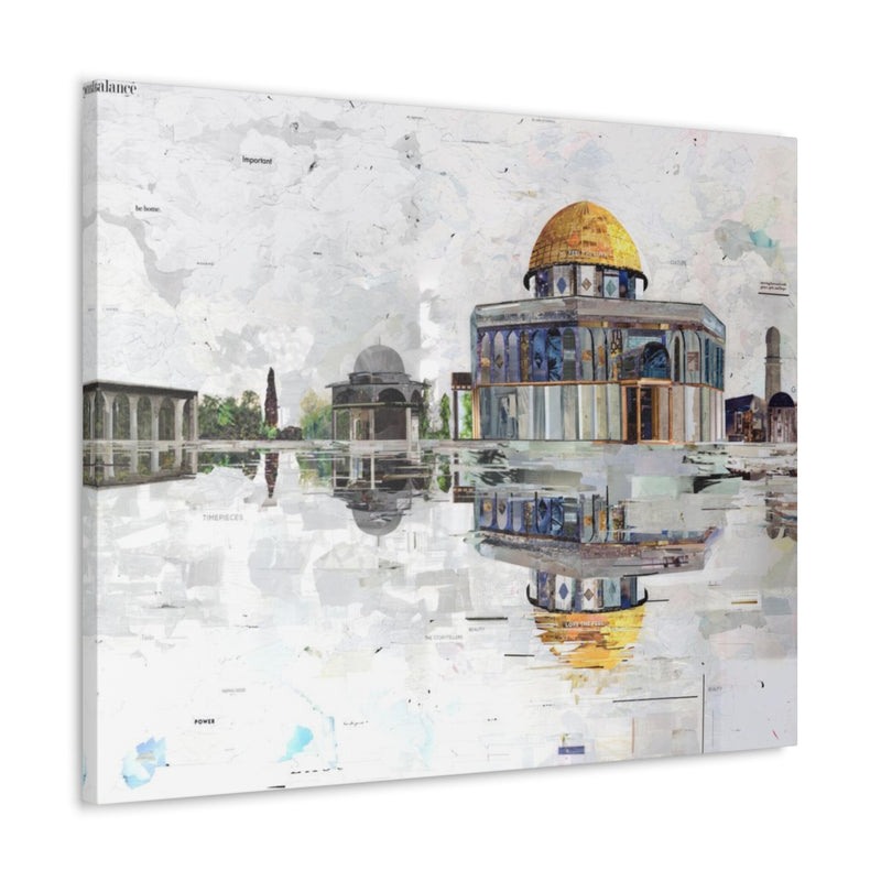 Dome of the Rock in White, Quality Canvas Wall Art Print, Ready to Hang Wall Art Home Decor