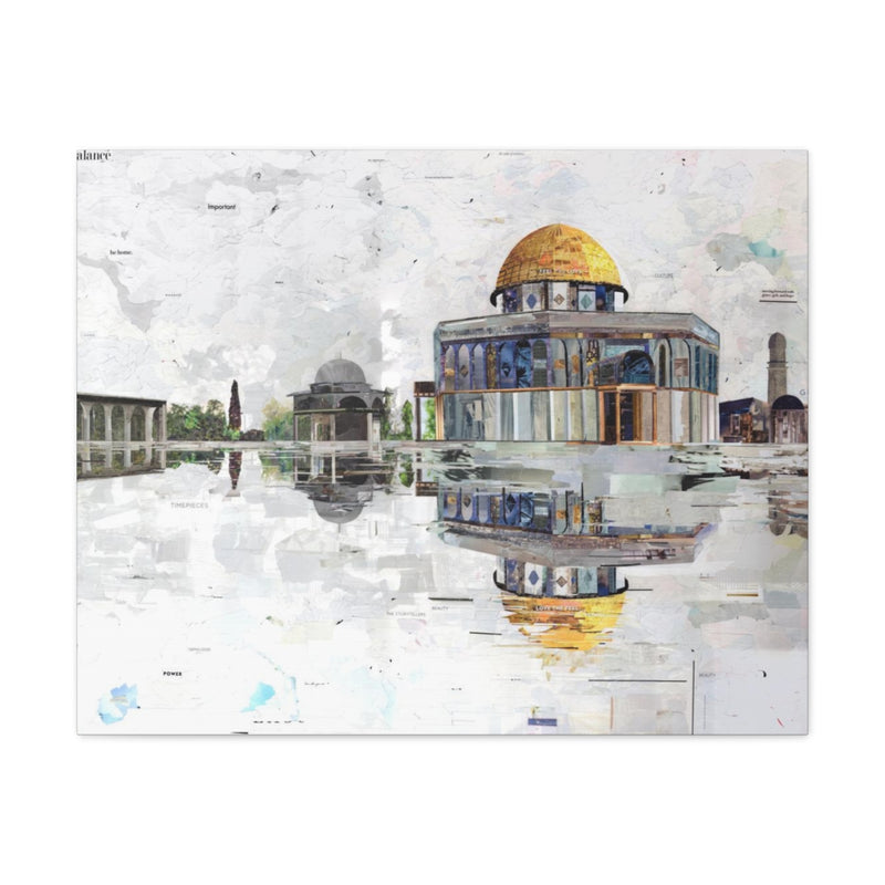 Dome of the Rock in White, Quality Canvas Wall Art Print, Ready to Hang Wall Art Home Decor