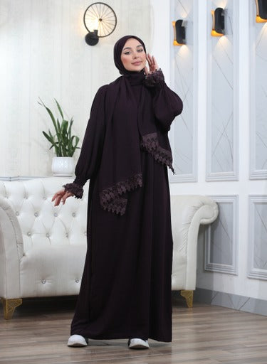 Elegant One-Piece Abaya and Prayer Dress Crepe Solid Color | Lightweight and Comfortable | Hijab Abaya Suit