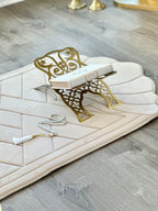 Large Seashell Design Luxury Prayer Mat – Soft Padded Islamic Rug with Tote Bag (Anti-Slip)