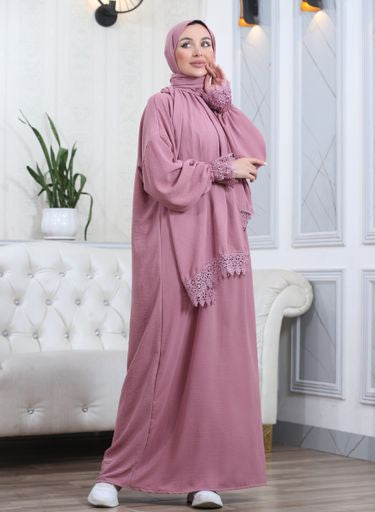 Elegant One-Piece Abaya and Prayer Dress Crepe Solid Color | Lightweight and Comfortable | Hijab Abaya Suit