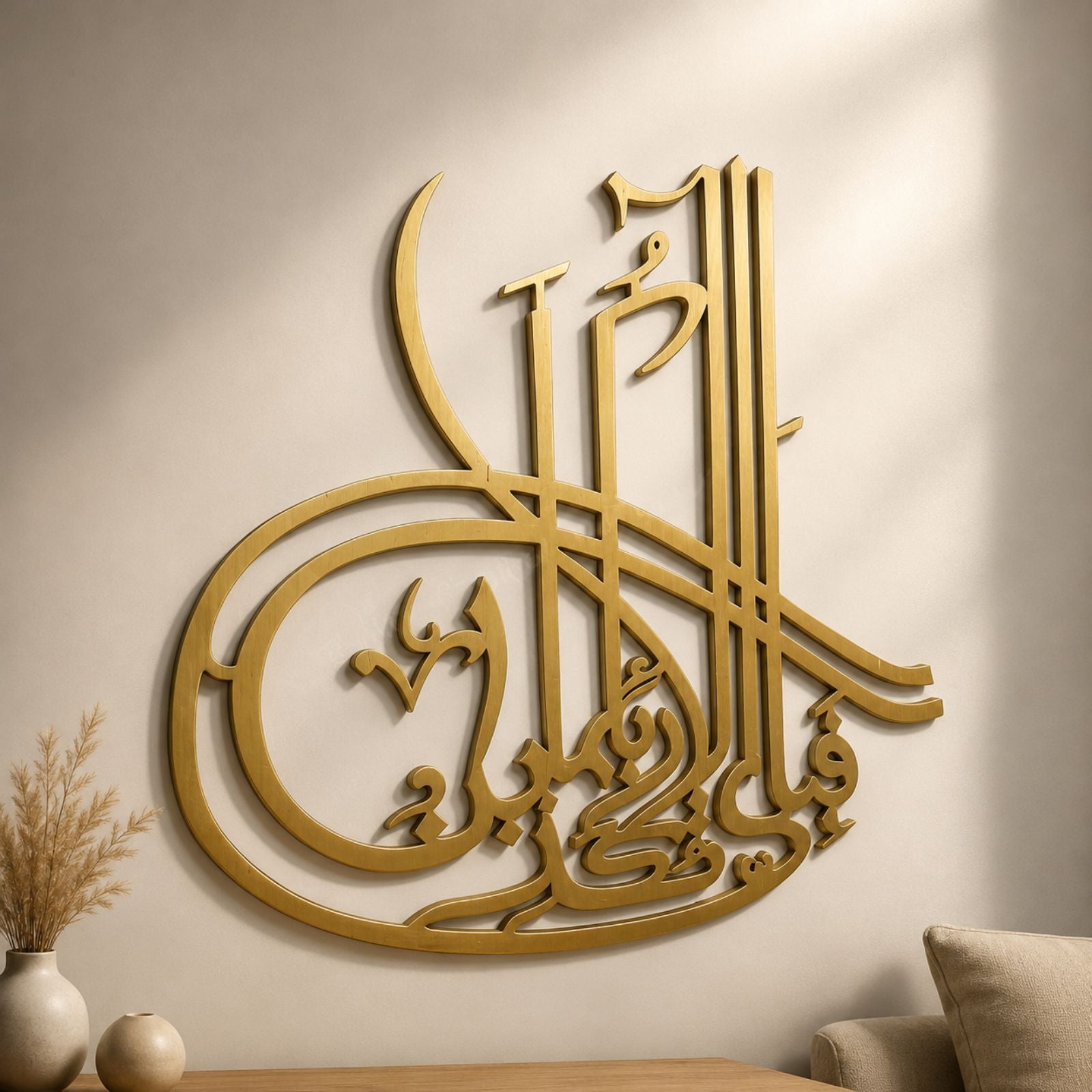 Fabi Ayyi Alai Rabbikuma Tukaziban Wooden Art