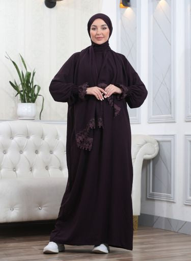 Elegant One-Piece Abaya and Prayer Dress Crepe Solid Color | Lightweight and Comfortable | Hijab Abaya Suit