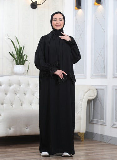 Elegant One-Piece Abaya and Prayer Dress Crepe Solid Color | Lightweight and Comfortable | Hijab Abaya Suit