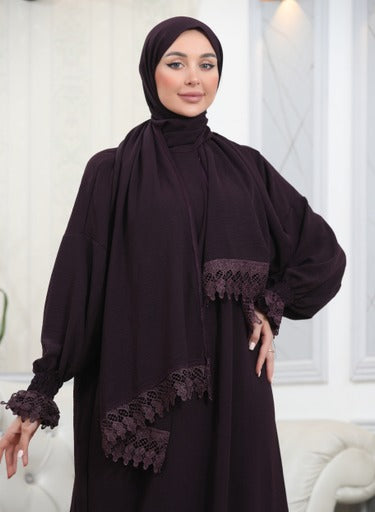 Elegant One-Piece Abaya and Prayer Dress Crepe Solid Color | Lightweight and Comfortable | Hijab Abaya Suit