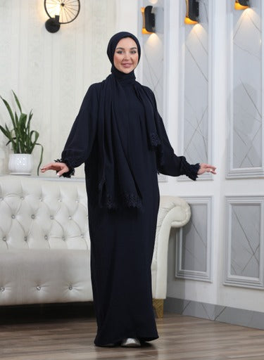 Elegant One-Piece Abaya and Prayer Dress Crepe Solid Color | Lightweight and Comfortable | Hijab Abaya Suit