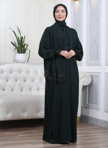 Elegant One-Piece Abaya and Prayer Dress Crepe Solid Color | Lightweight and Comfortable | Hijab Abaya Suit