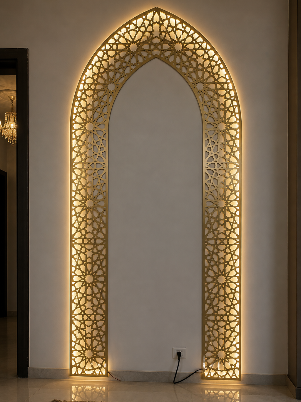 7ft Islamic Mihrab Arch Wall Decor | Premium Metal Prayer Corner Frame