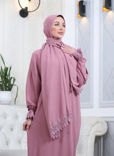 Elegant One-Piece Abaya and Prayer Dress Crepe Solid Color | Lightweight and Comfortable | Hijab Abaya Suit