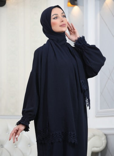 Elegant One-Piece Abaya and Prayer Dress Crepe Solid Color | Lightweight and Comfortable | Hijab Abaya Suit