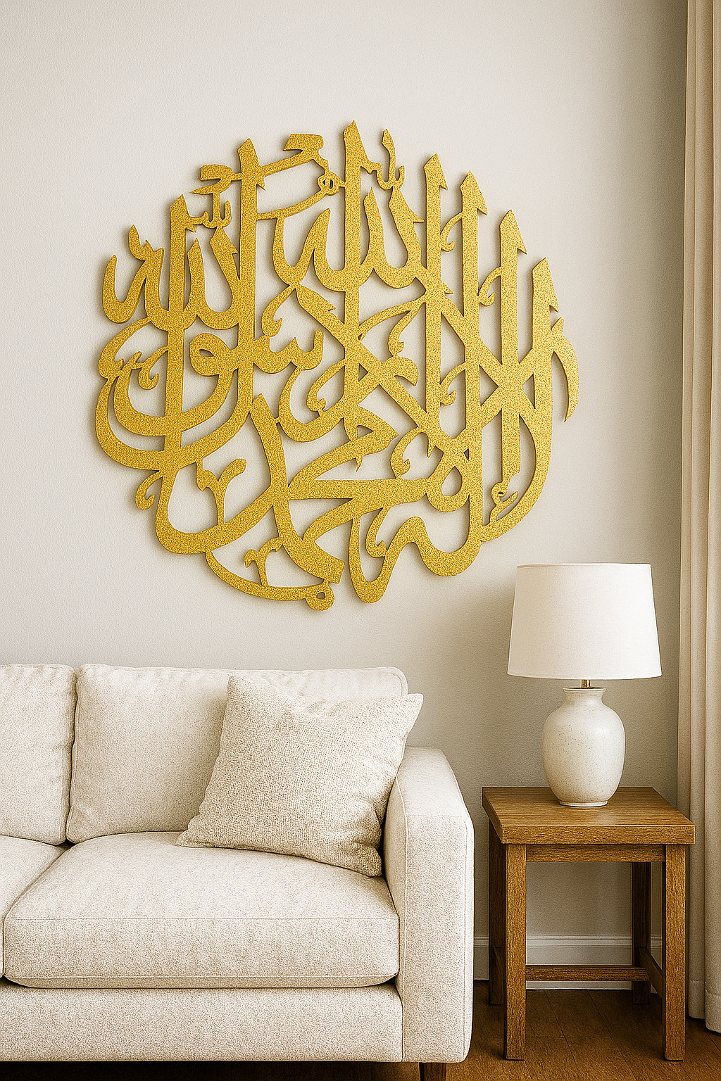 3D Round Kalma Shahada Stainless Steel Wall Art (Sale)