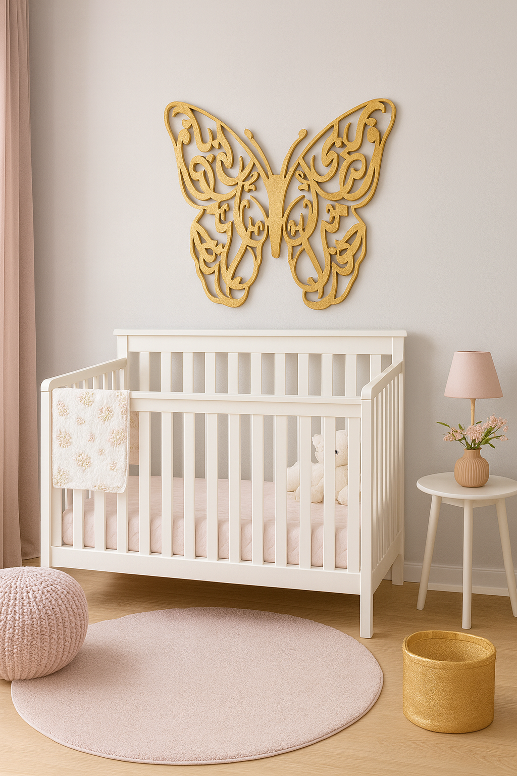 Baby Girl Room Crib Decor, Haza Min Fadli Rabbi – Modern Wall Art
