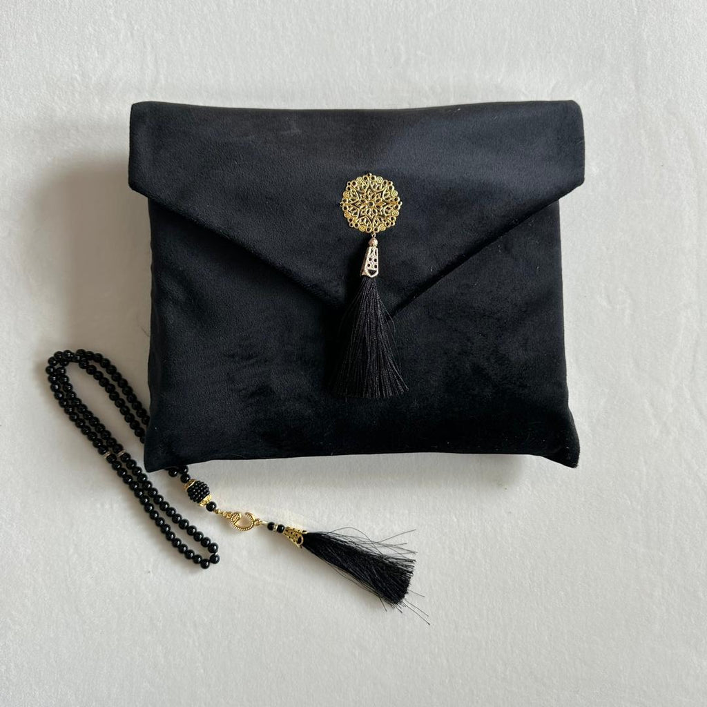 Travel Prayer Mat with Prayer Beads and pouch.