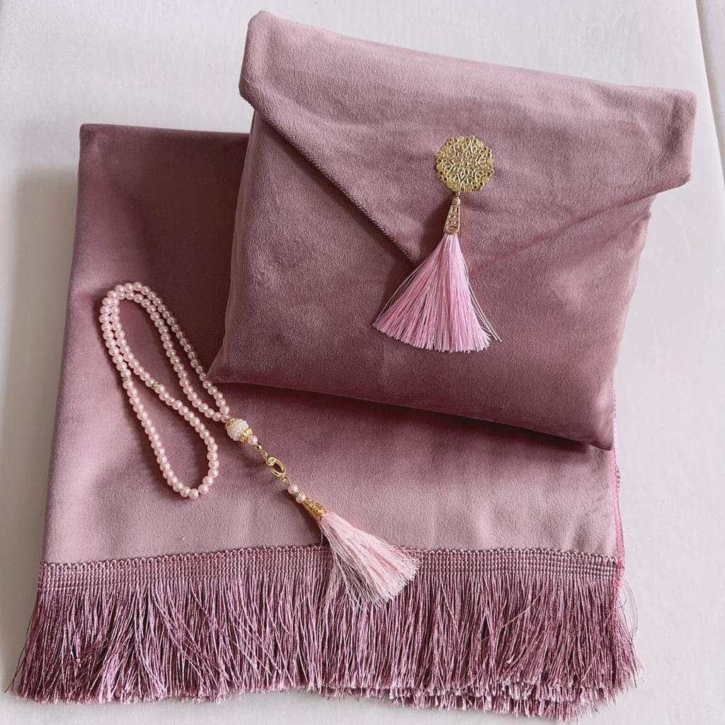 Travel Prayer Mat with Prayer Beads and pouch.