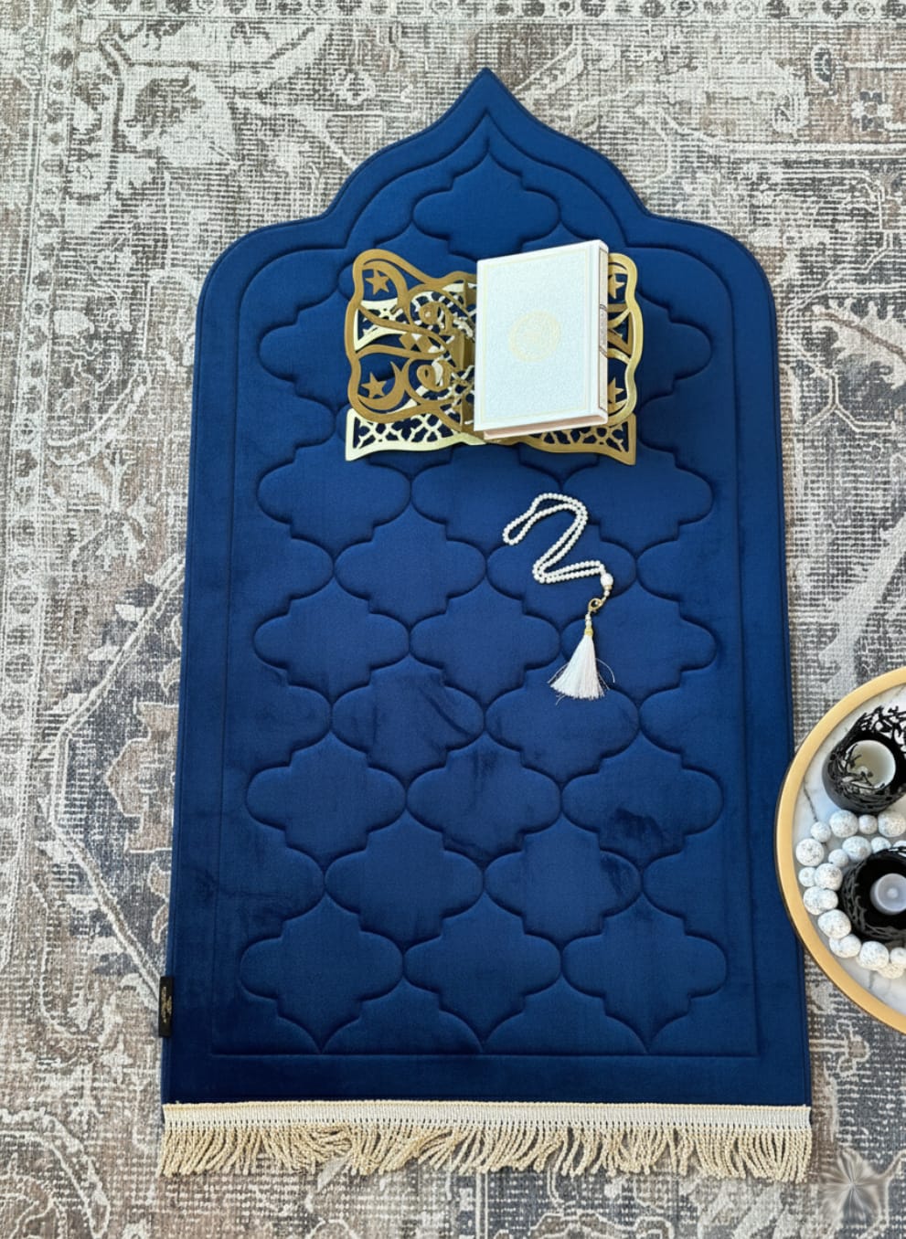 Luxury Padded Anti Slip Moroccan (Adult) Prayer Mat – Soft Islamic
