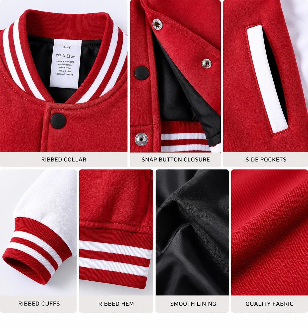 Custom Kids Varsity Jacket, Personalized Name & Number, Arabic/Urdu Text (Fully Customizable)