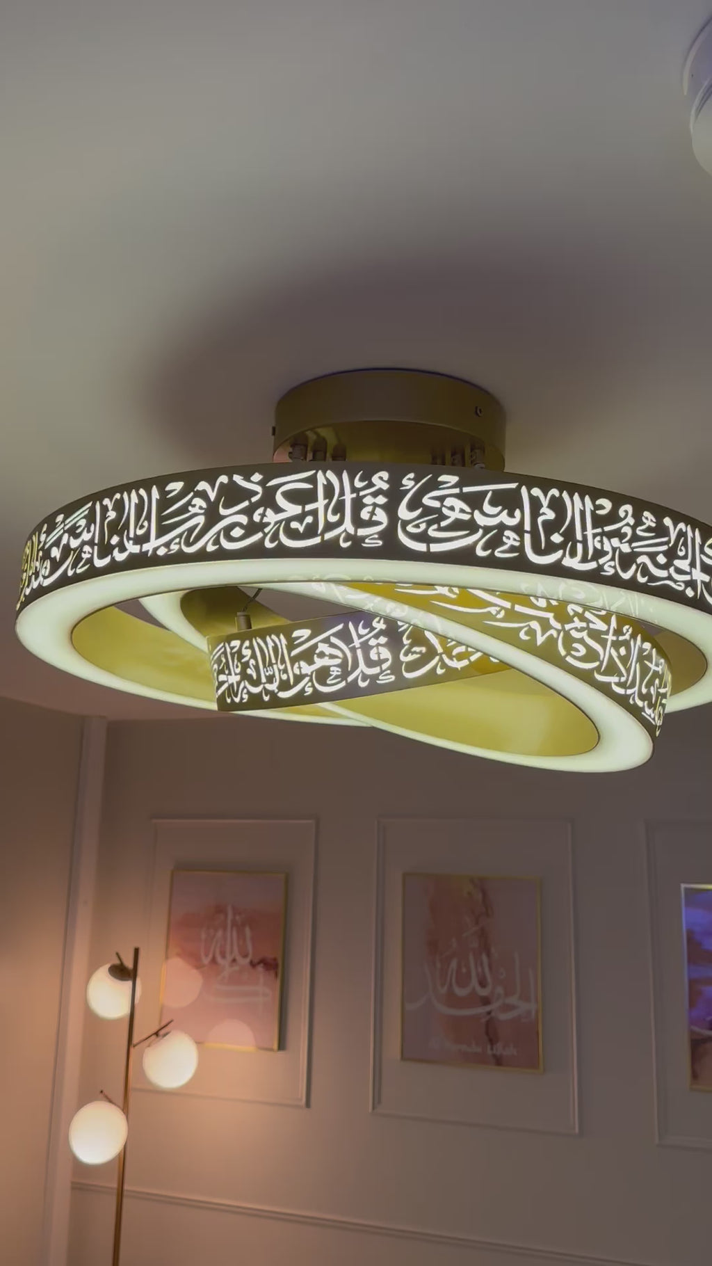 Illuminate with Faith: 3 Qul LED Ring Chandelier.