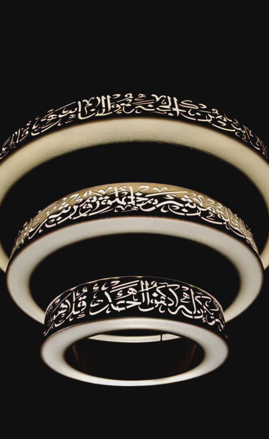 Illuminate with Faith: 3 Qul LED Ring Chandelier.