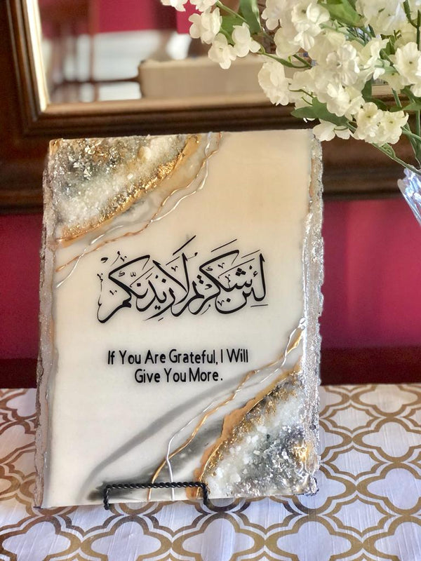 "If You Are Grateful, I Will Give You More" Resin Wood Table Decor (Made to order)
