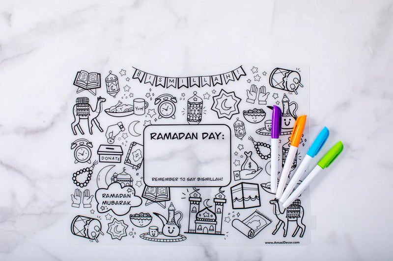 Washable Ramadan Coloring Silicone Placemat