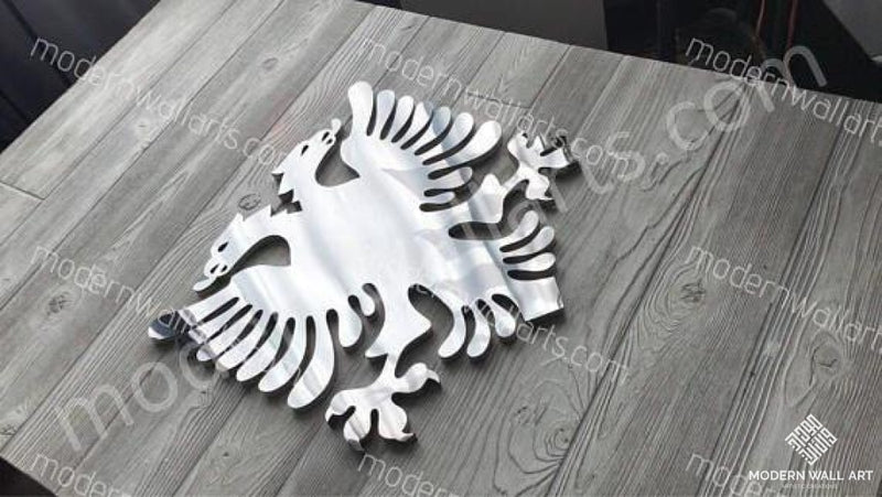 Albanian Eagle logo in stainless steel - Modern Wall Art