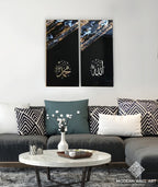 Black Allah And Mohammed Marble Resin Wall Art Set On Wood 36 Inch Metal
