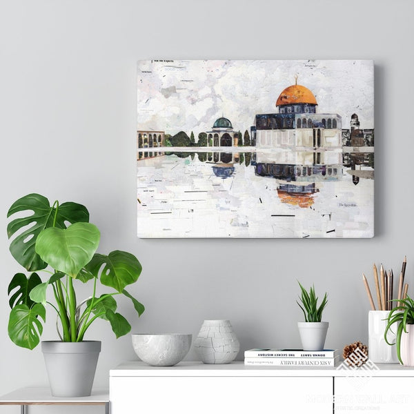 Dome of The Rock in White, Quality Canvas Wall Art Print, Ready to Hang Wall Art Home Decor - Modern Wall Art