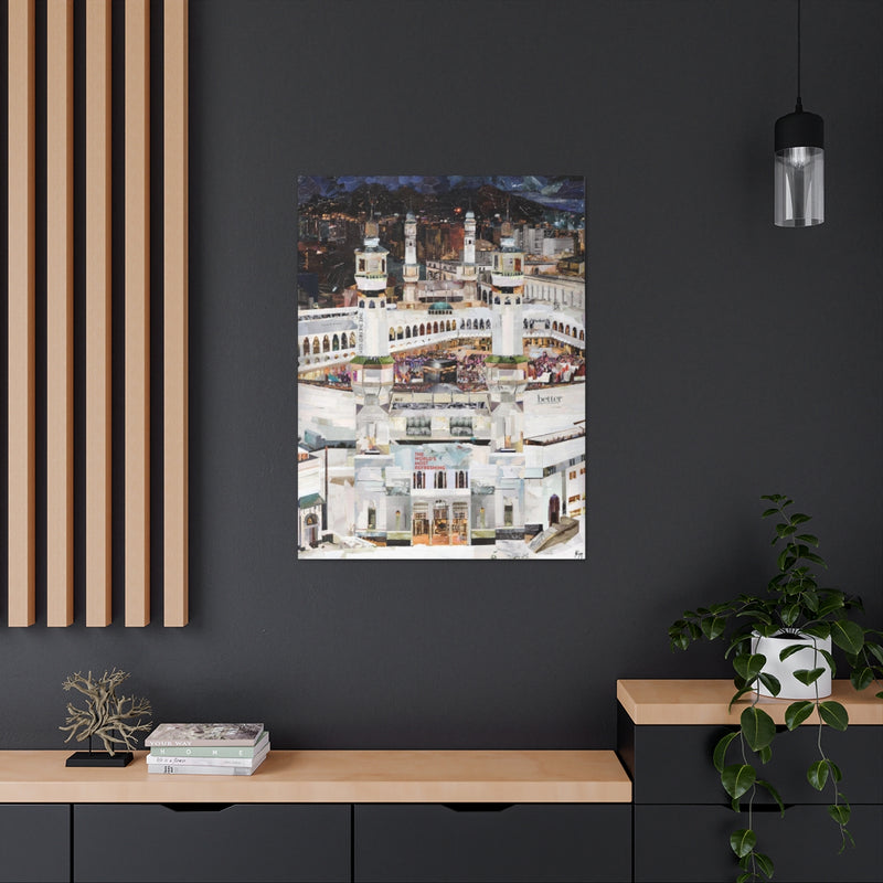 Night Time in Makkah, Quality Canvas Wall Art Print, Ready to Hang Wall Art Home Decor