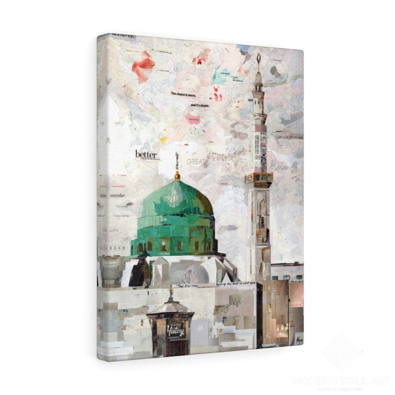 Green Dome & Minaret Of Madina Quality Canvas Wall Art Print Ready To Hang Home Decor 12 × 16 /