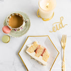 Hexagon Marble Happy Eid Dessert Plates (Set Of 12) Decor