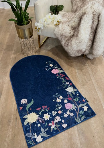 Floral crushed ice velvet Anti-Slip Prayer Mat with carrying case