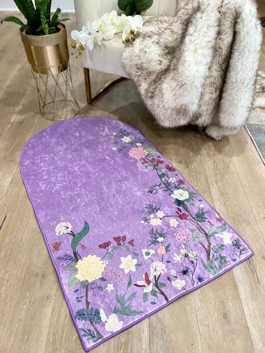 Floral crushed ice velvet Anti-Slip Prayer Mat with carrying case