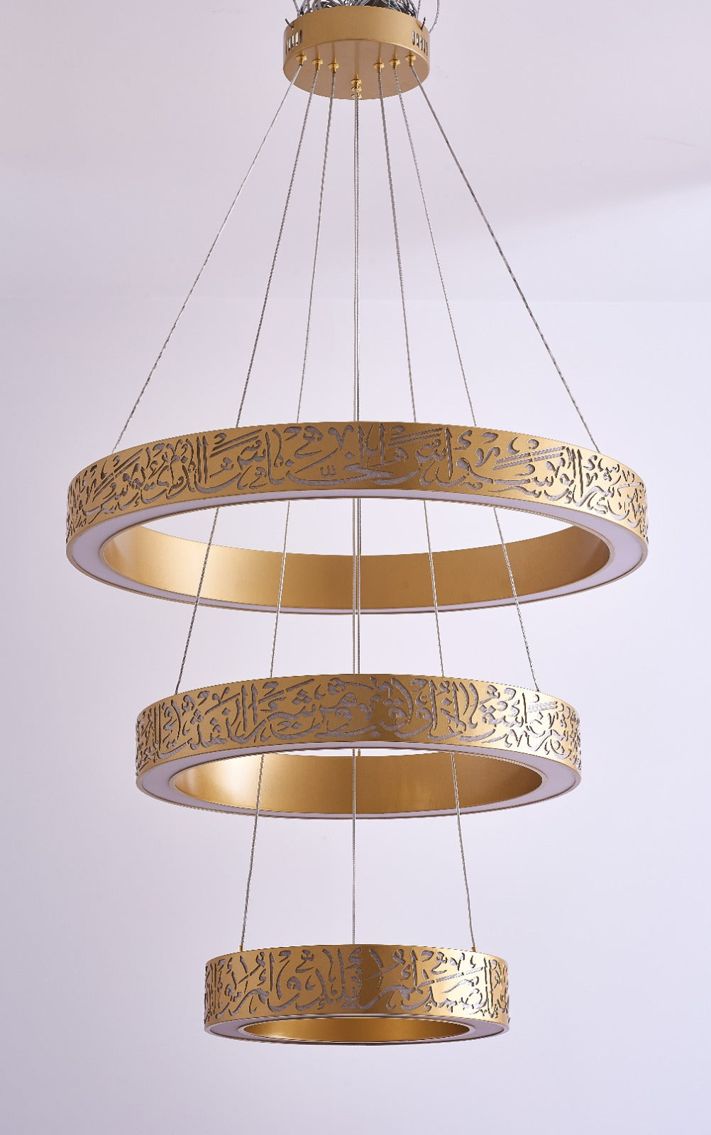 Illuminate with Faith: 3 Qul LED Ring Chandelier.