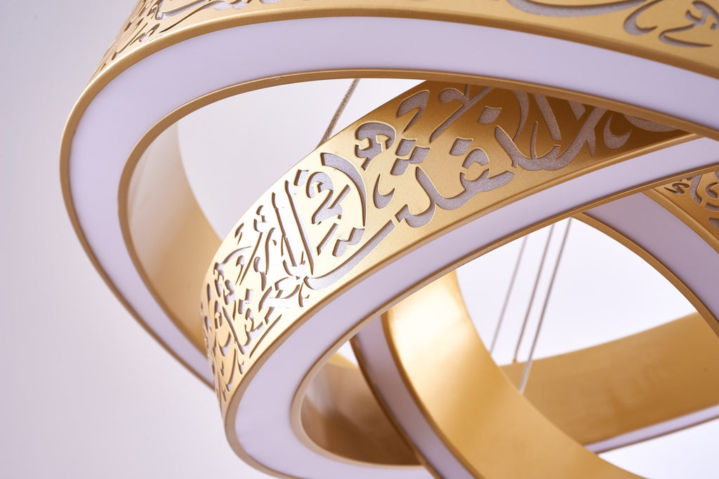 Illuminate with Faith: 3 Qul LED Ring Chandelier.