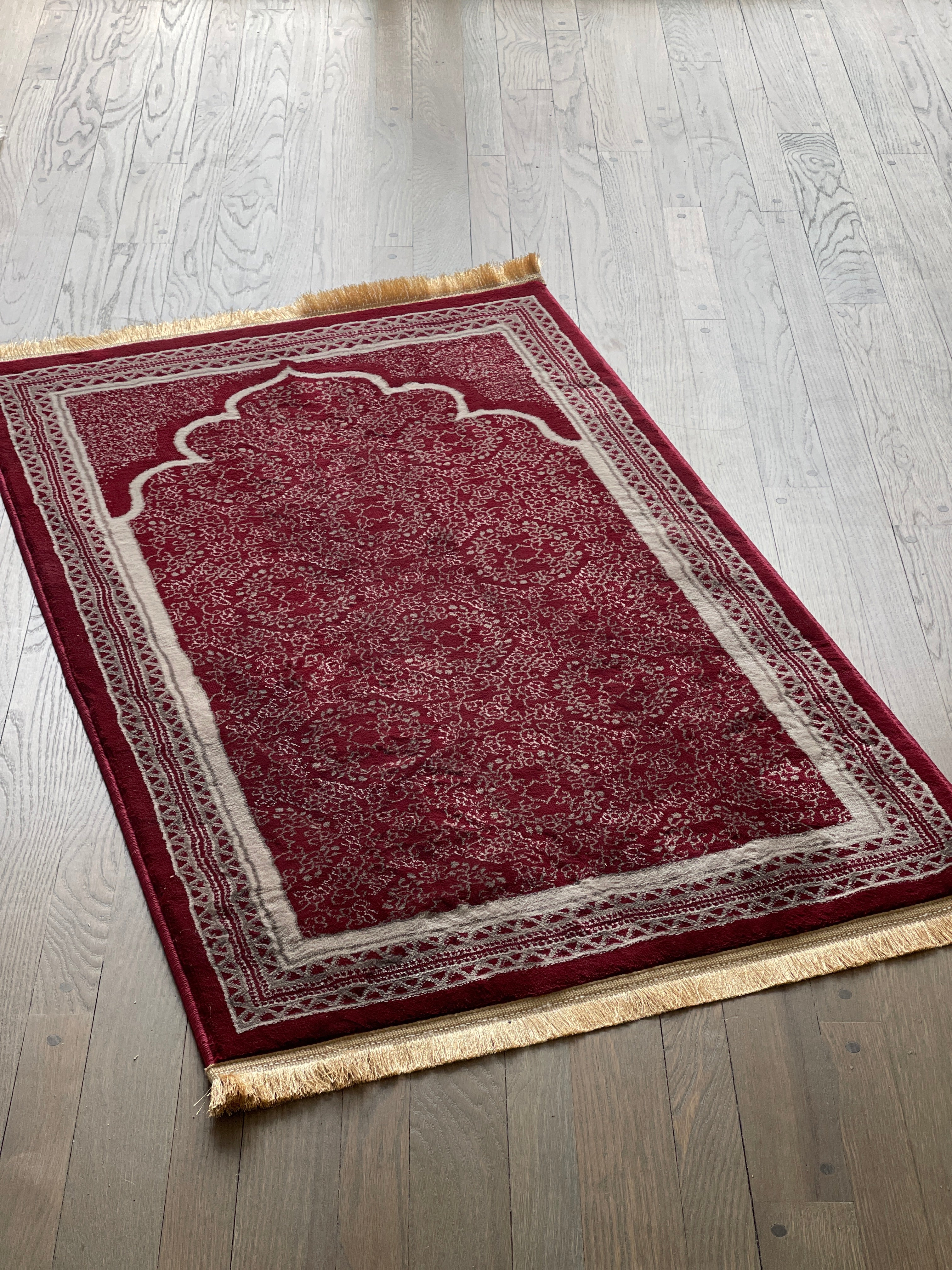 Turkish Hand-Woven Prayer Mat Rug – Large Salah Namaz Islamic Muslim Carpet 50x31”