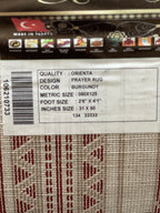 Turkish Hand-Woven Prayer Mat Rug – Large Salah Namaz Islamic Muslim Carpet 50x31”