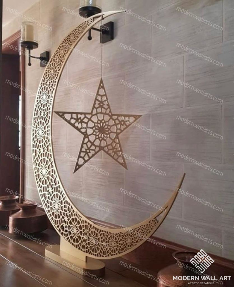 Handmade Crescent Ramadan Wreath with Light
