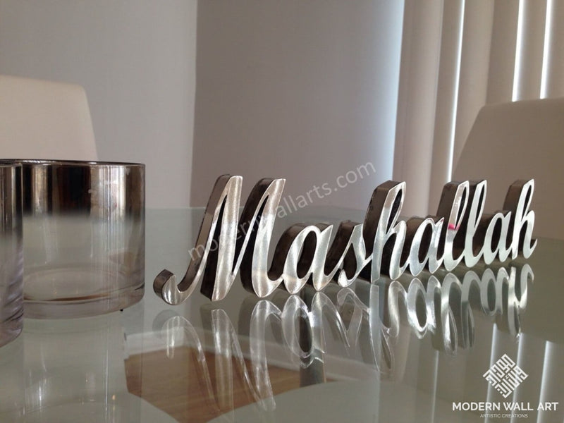 Stainless Steel ENGLISH 3D Mashallah Table Decor - Modern Wall Art