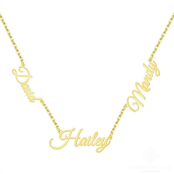 3 Name Custom  Arabic/ English Necklace 18K Gold Plated Necklaces  ( Special Order Only) (4 Colors) - Modern Wall Art