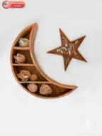 Wooden Crescent Moon Wall Shelf Star